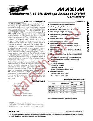 MAX1167BCEE+T datasheet  